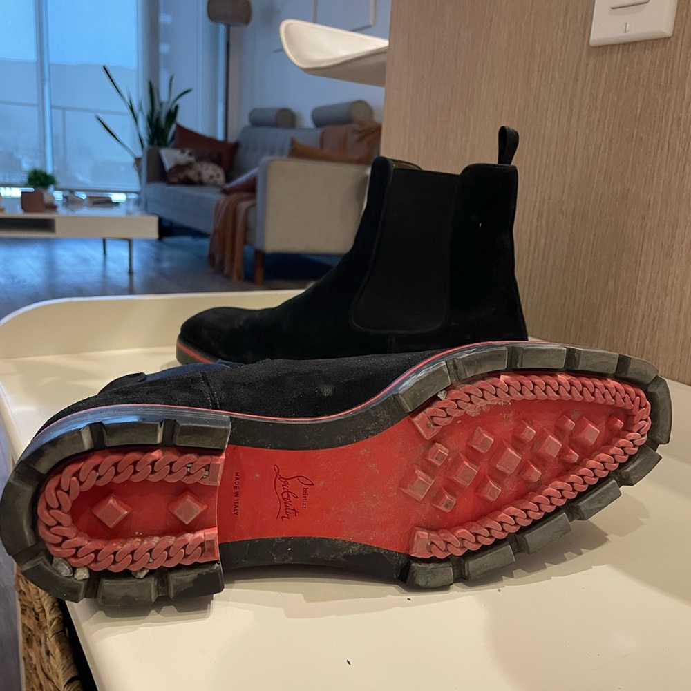 Louboutin red bottom ankle boots